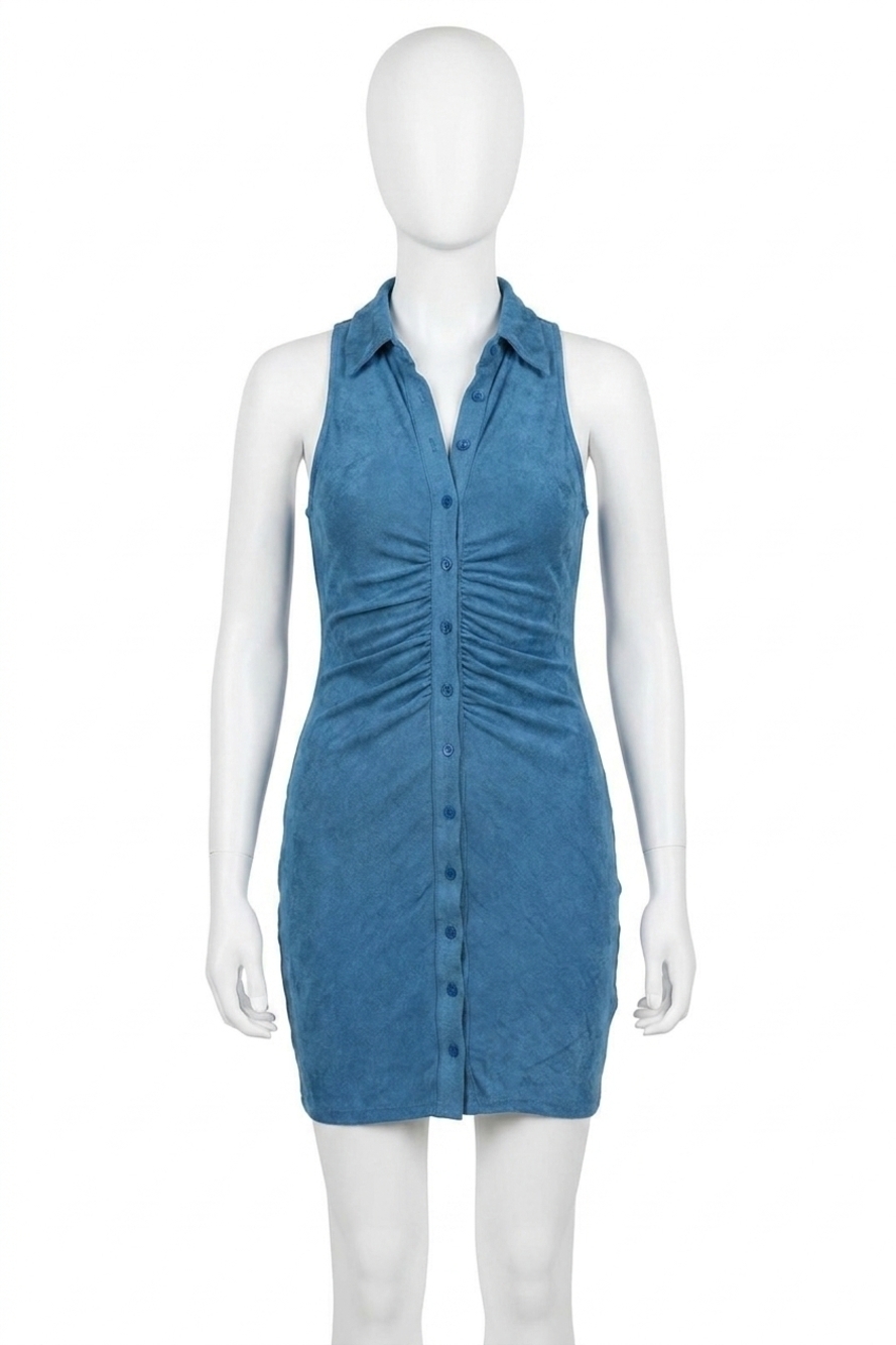 NEW MABLE sleeveless shirt dress in blue